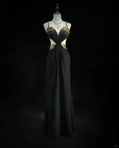Sexy Prom Dress Spaghetti Straps Sequins Backless Gala Dress Evening Dress Customized Dress   D2254