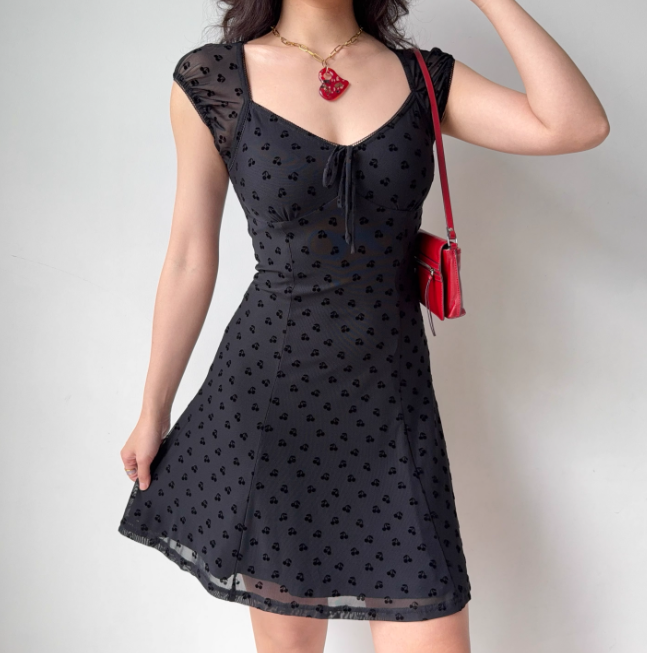 Cute Women Dress A Line Print Summer Vacation Dress Teeage Girl Date Dress   D2259