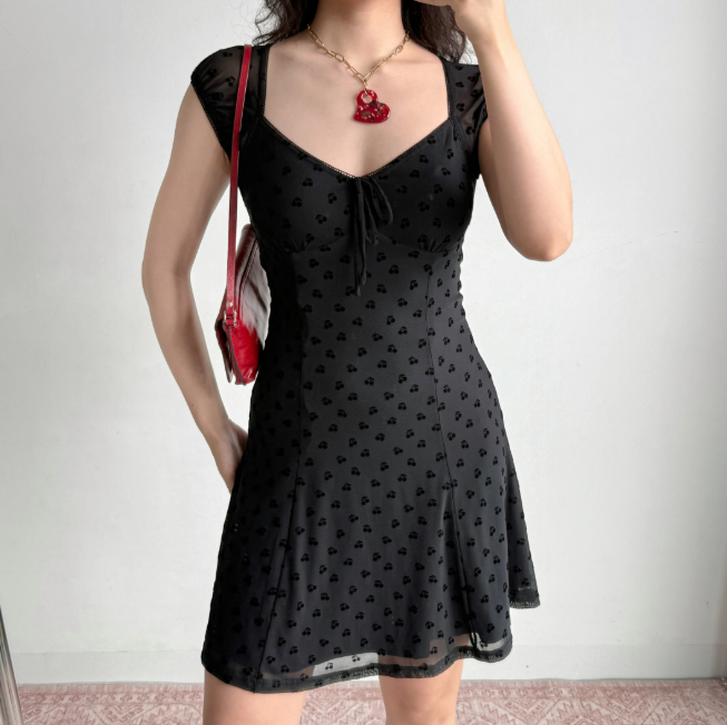 Cute Women Dress A Line Print Summer Vacation Dress Teeage Girl Date Dress   D2259