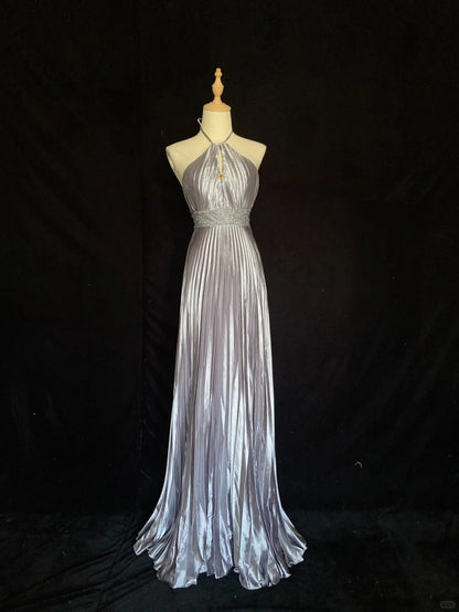 Elegant Long Prom Gown Halter Pleated Evening Dress Gala Dress Customized Party Dresses D2299