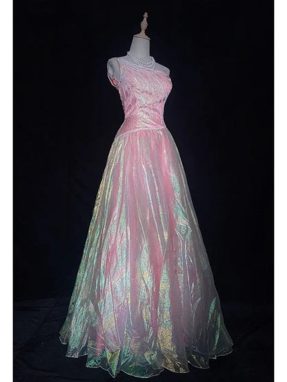 Shiny Prom Gown Asymmetrical Neck Beaded Evening Dress Gala Dress Party Dresses Customized Dress Birthday Outfits D2302