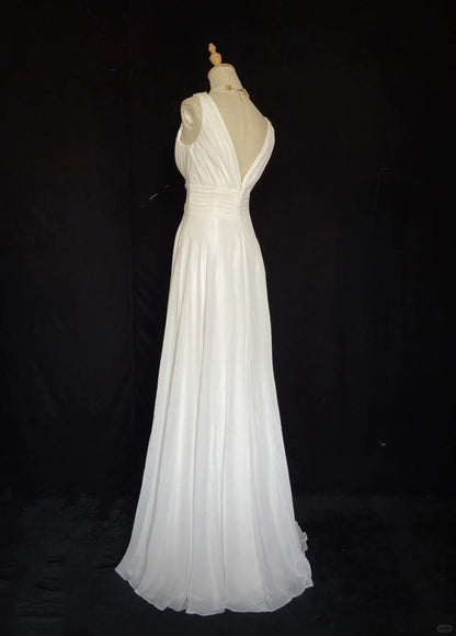 Charming Wedding Dress V-neck Pleated Backless Wedding Dress Gala Dress Prom Dress D2313