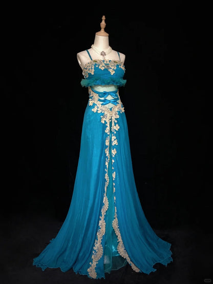 Pretty Prom Dress Spaghetti Straps Floor Length Gala Dress Evening Dress Business Dinner Dress  D2323