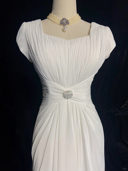 Charming Prom Dress Square Neck Pleated Gala Dress Evening Dress Business Dinner Dress Prom Gown  D2327