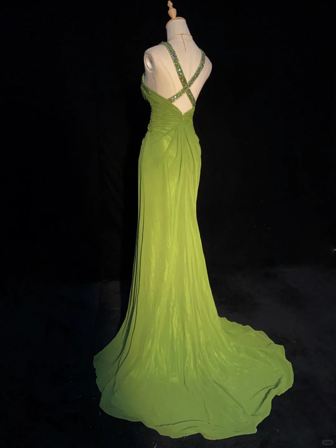 Charming Prom Dress Spaghetti Straps Pleated Backless Prom Gown Gala Dress Business Dinner Dress Evening Dress   D2350