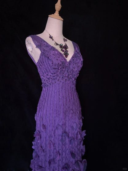 Charming Prom Dress V-neck Pleated Long Prom Gown Business Dinner Dress Gala Dress Evening Dress   D2353