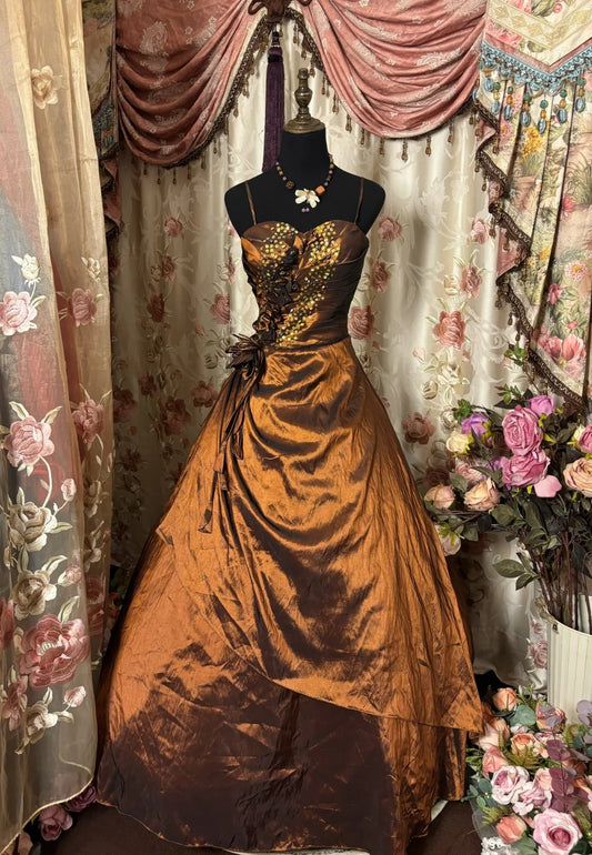 Beauty Prom Dress Spaghetti Straps Pleated Sequins Ball Gown Evening Dress Birthday Dress Quinceanera Dress   D2383