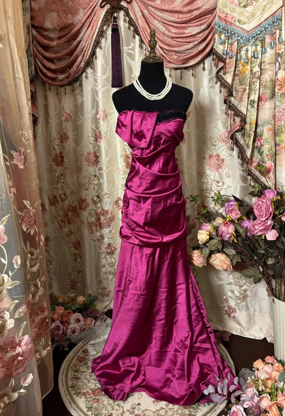 Charming Prom Dress Strapless Pleated Long Prom Gown Evening Dress Gala Dress Business Dinner Dress   D2384