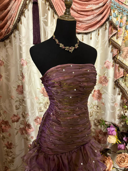 Charming Prom Dress Strapless Pleated Ruffle Prom Gown Evening Dress Gala Dress Business Dinner Dress   D2388
