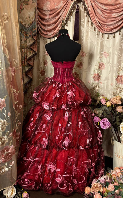 Charming Prom Dress Sweetheart Flower Ball Gown Evening Dress Birthday Party Dress   D2397