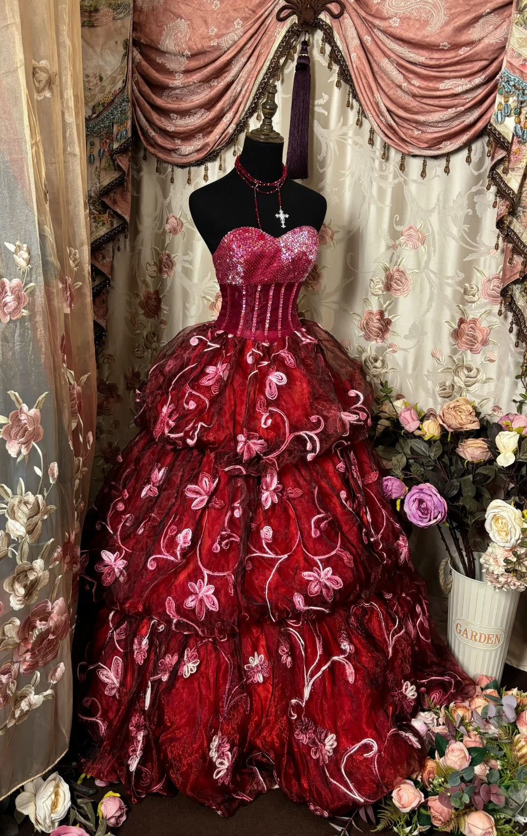 Charming Prom Dress Sweetheart Flower Ball Gown Evening Dress Birthday Party Dress   D2397