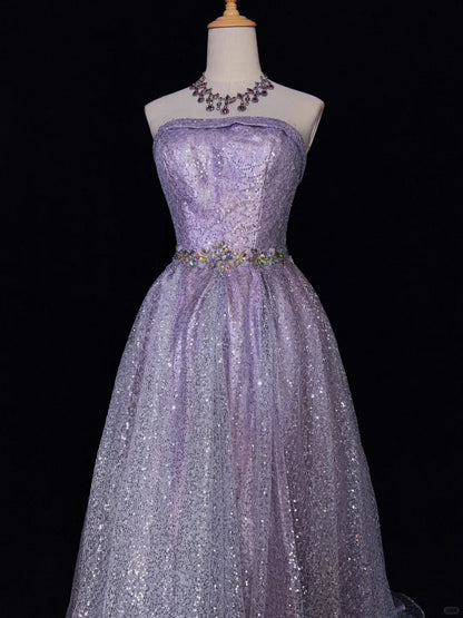Shiny Prom Dress Strapless Prom Gown Evening Dress Gala Dress Business Dinner Dress Party Dress  D2448