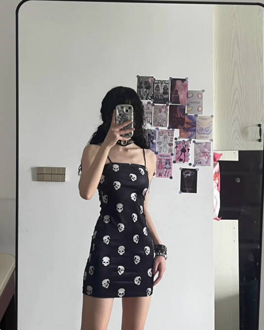 Halloween Costume Black Chic Spaghetti Straps Women Dress Gothic Dress Party Dress    D2461