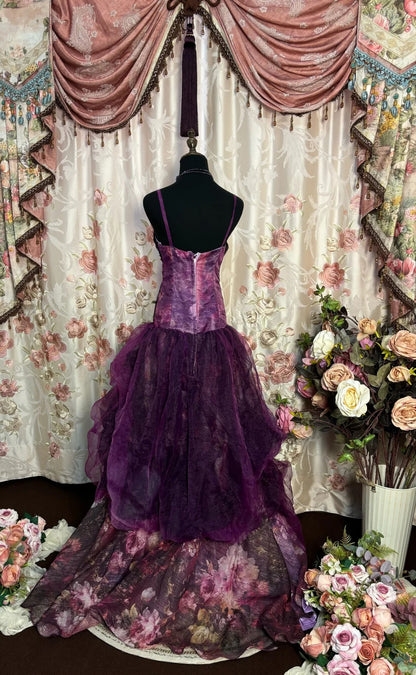 Charming Prom Dress Spaghetti Straps Flower Tulle Prom Gown Evening Dress Gala Dress D2470