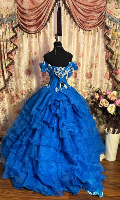 Pretty Prom Dress Sweetheart Flower Ruffle Pleated Ball Gown Evening Dress Gala Dress Masquerade Ball  D2490