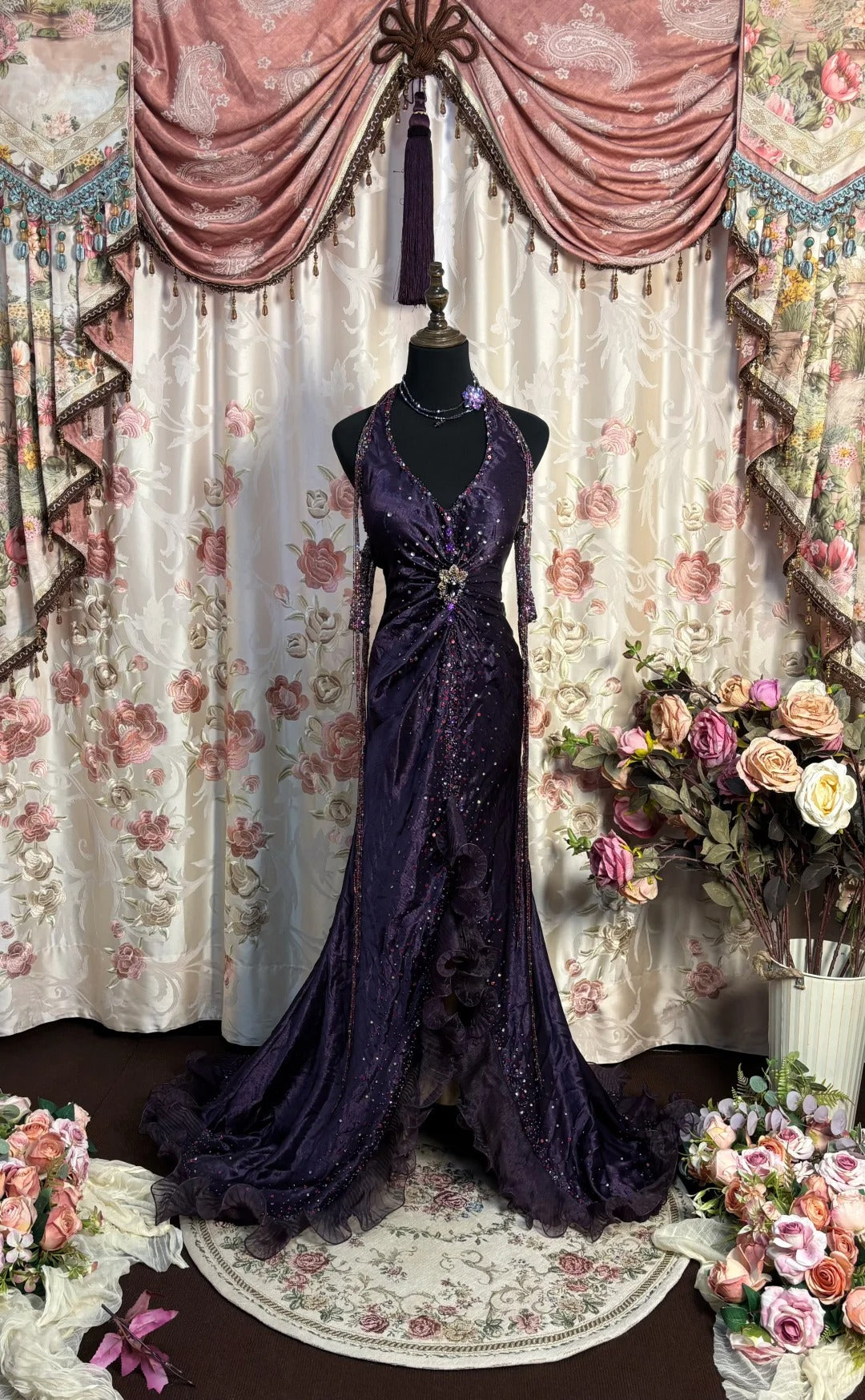 Charming Prom Dress Halter Pleated Ruffle Long Prom Gown Evening Dress Gala Dress  D2493