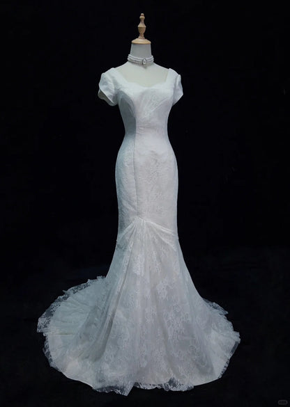 Elegant Wedding Dress Square Neck Mermaid Prom Dress Evening Dress Gala Dress   D2501
