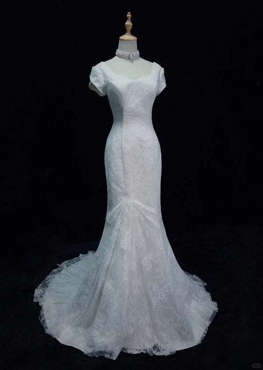 Elegant Wedding Dress Square Neck Mermaid Prom Dress Evening Dress Gala Dress   D2501