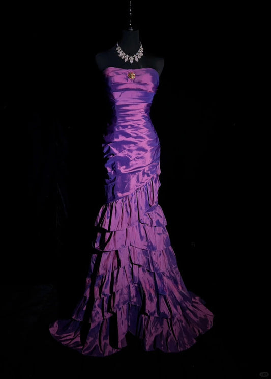 Gorgeous Prom Dress Strapless Pleated Mermaid Prom Gown Evening Dress Gala Dress     D2505