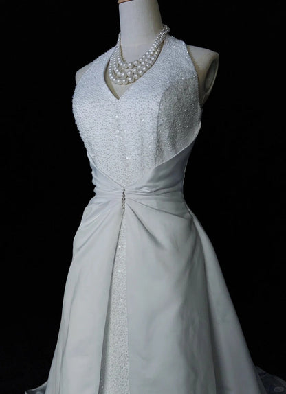 Gorgeous Wedding Dress Halter Beading Prom Gown Evening Dress Gala Dress     D2509