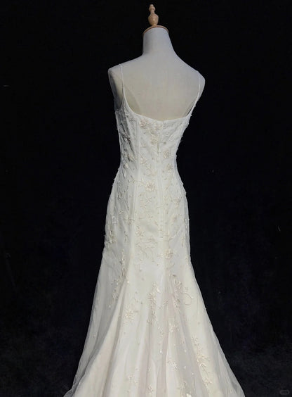 Elegant Wedding Dress Spaghetti Straps Prom Gown Evening Dress Gala Dress      D2512