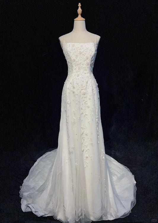 Elegant Wedding Dress Spaghetti Straps Prom Gown Evening Dress Gala Dress      D2512