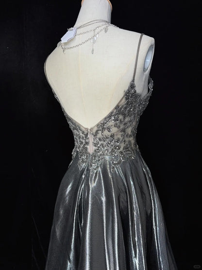 Shiny Homecoming Dress Spaghetti Straps Short Prom Gown Cocktail Dress Backe to School Outfits   D2513