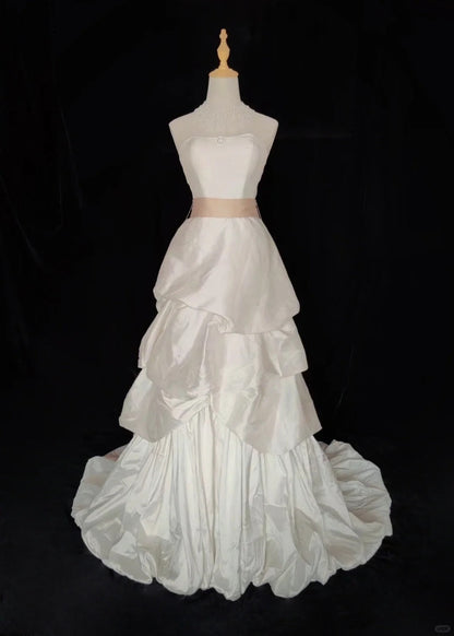 Elegant A Line Strapless Pleated Wedding Dress   D2524