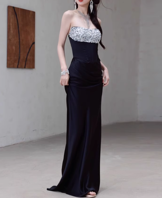 Sexy Prom Dress Strapless Crystal Prom Gown Evening Dress Gala Dress   D2527