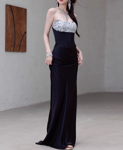 Sexy Prom Dress Strapless Crystal Prom Gown Evening Dress Gala Dress   D2527