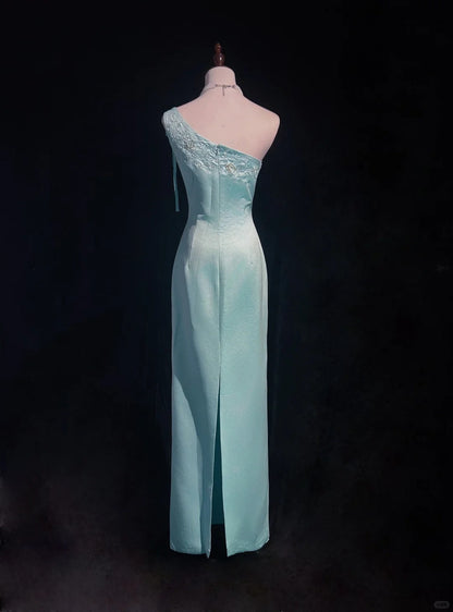 Charming Prom Dress One Shoulder Embroidered Prom Gown Gala Dress Evening Dress D2539