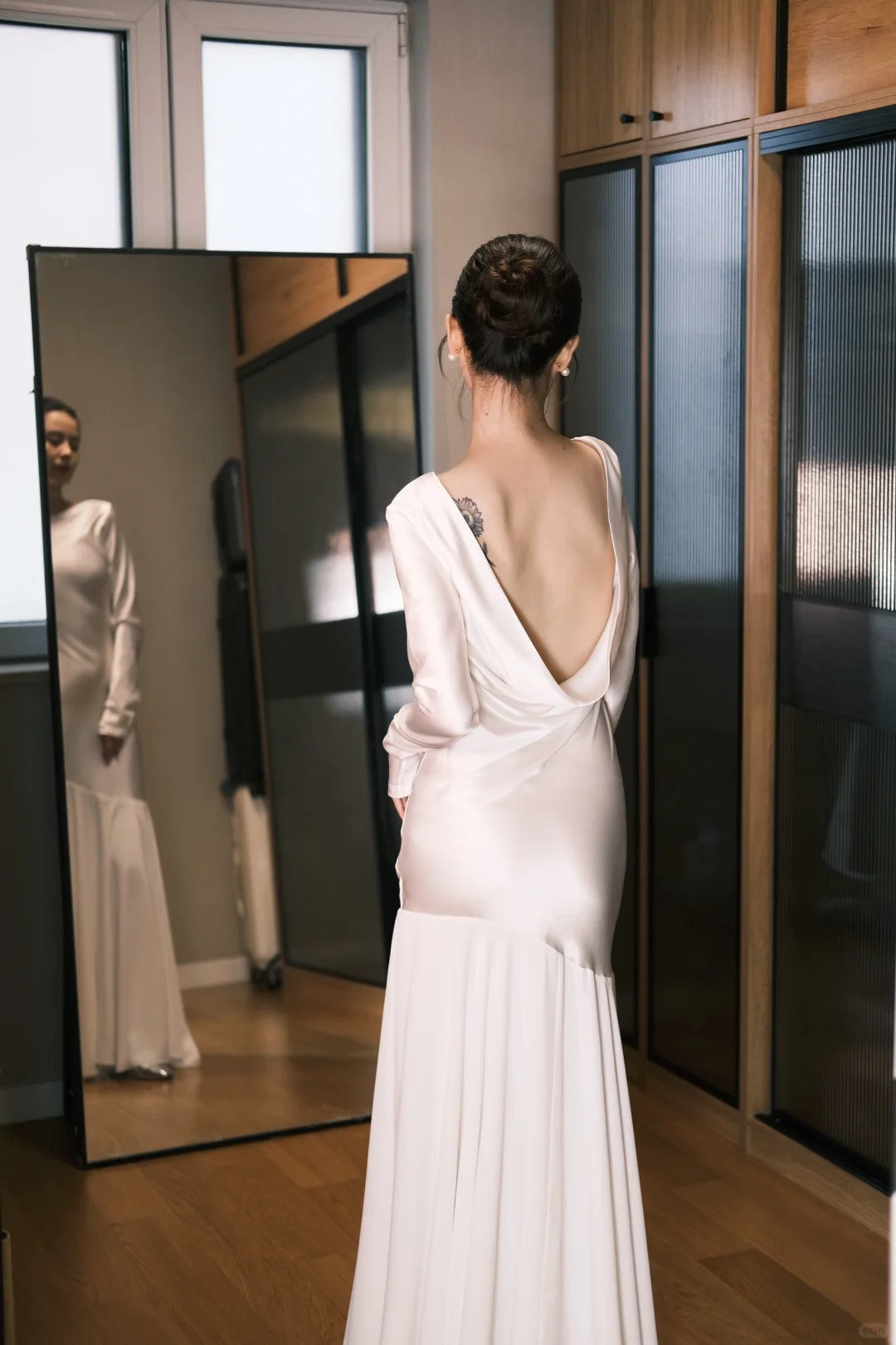 Minimalist Prom Dress Long Sleeve Backless Prom Dress Evening Dress Gala Dress  D2546