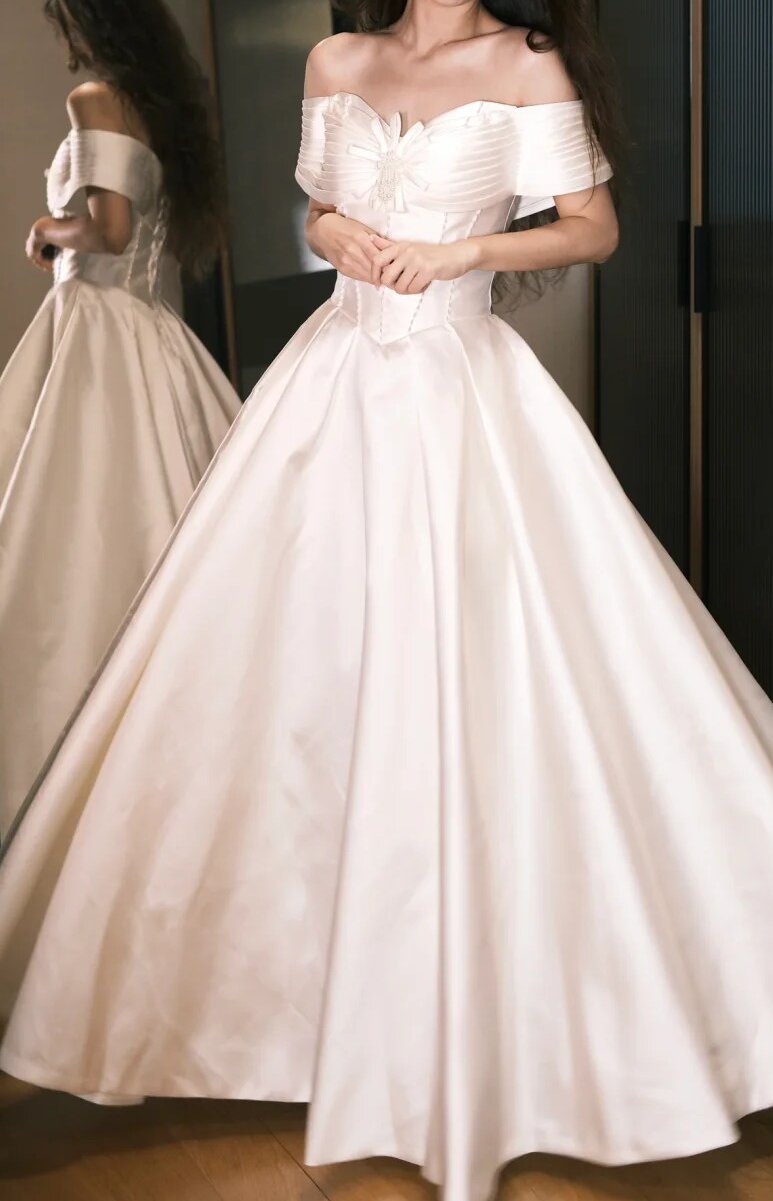 Pretty Prom Dress A Line Off Shoulder Pleated Prom Dress Evening Dress Gala Dress  D2549