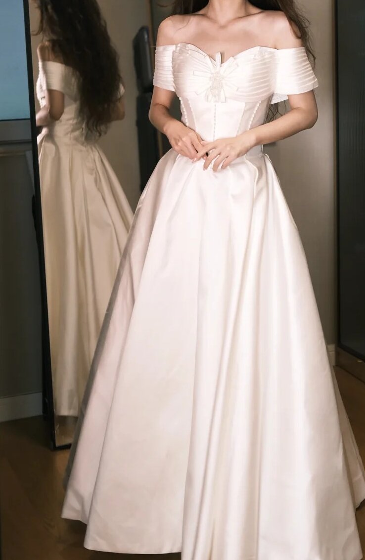 Pretty Prom Dress A Line Off Shoulder Pleated Prom Dress Evening Dress Gala Dress  D2549