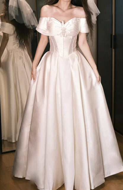 Pretty Prom Dress A Line Off Shoulder Pleated Prom Dress Evening Dress Gala Dress  D2549