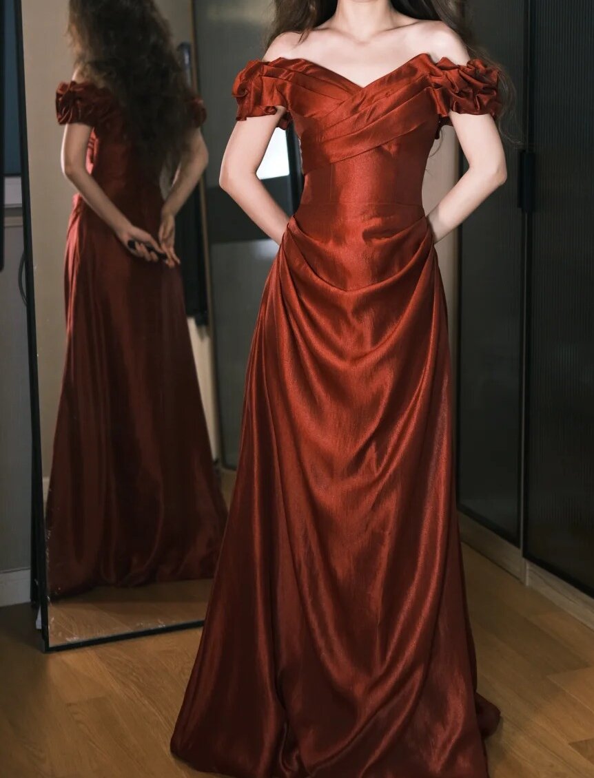 Pretty Prom Dress Wine Red V-neck Pleated Prom Dress Evening Dress Gala Dress  D2555