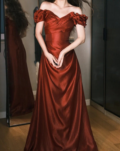 Pretty Prom Dress Wine Red V-neck Pleated Prom Dress Evening Dress Gala Dress  D2555