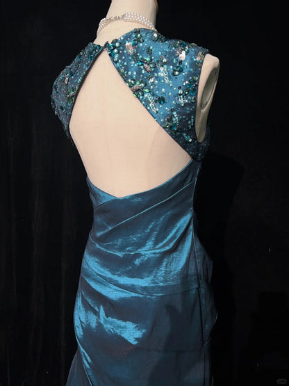 Elegant Prom Dress Backless Pleated Mermaid Prom Gown Evening Dress Gala Dress   D2561
