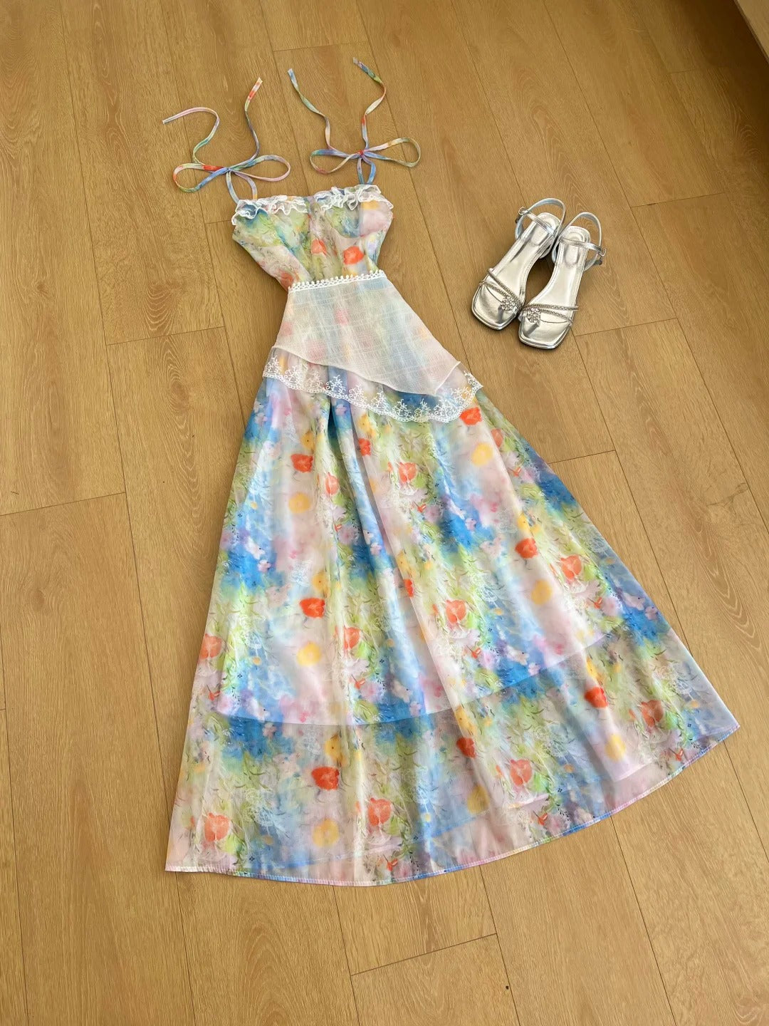 Pretty Prom Dress Spaghetti Straps Print Prom Dress Party Dress  D2581