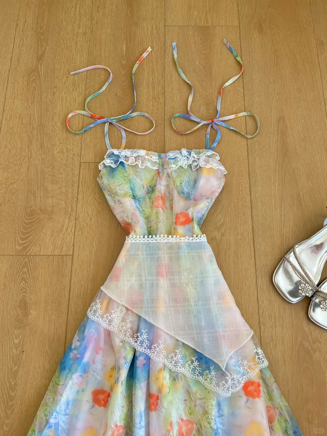 Pretty Prom Dress Spaghetti Straps Print Prom Dress Party Dress  D2581