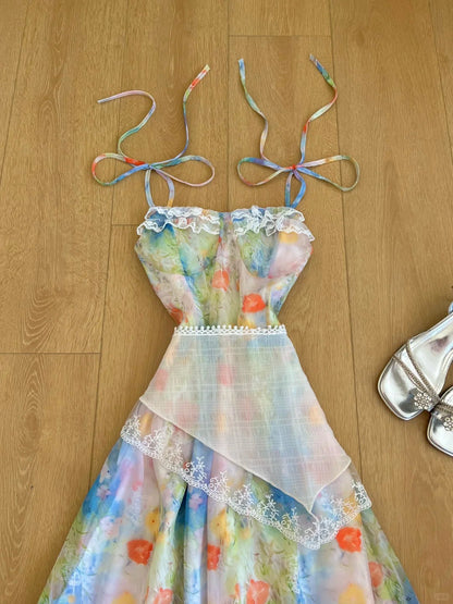 Pretty Prom Dress Spaghetti Straps Print Prom Dress Party Dress  D2581