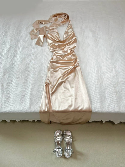 Sexy Prom Dress Halter Split Prom Dress Evening Dress Party Dress  D2585