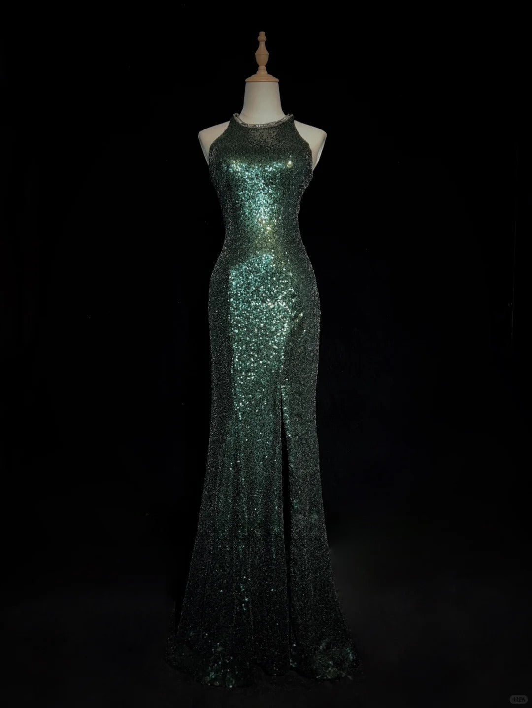 Shiny Prom Dress Crew Neck Sequins Slit Prom Dress Birthday Party Dress Evening Dresses     D2594