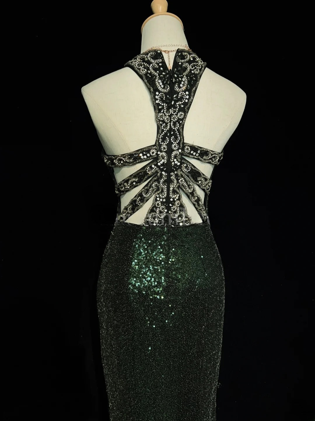 Shiny Prom Dress Crew Neck Sequins Slit Prom Dress Birthday Party Dress Evening Dresses     D2594
