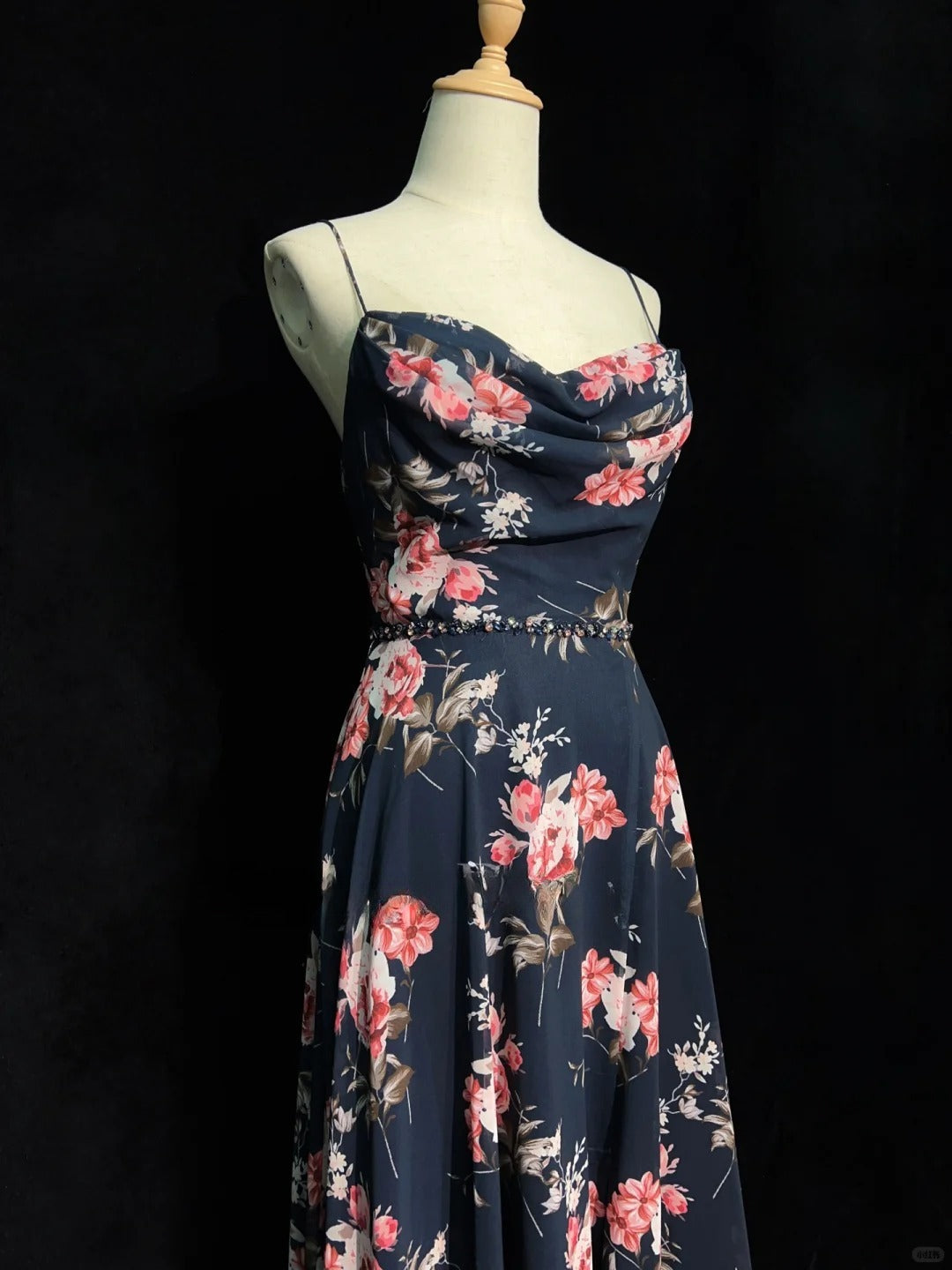 Pretty Prom Dress Spaghetti Straps Print Backless Prom Gown Gala Dress Evening Dresses    D2598