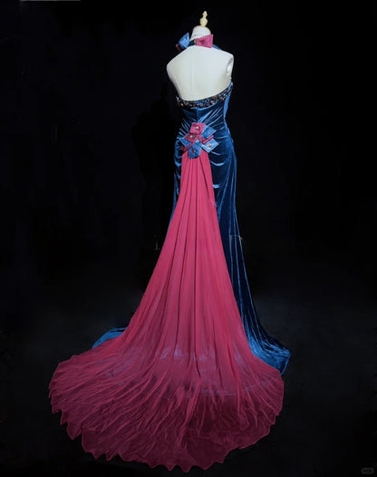 Elegant Prom Dress Halter Crystal Gala Dress Evening Dresses Prom Gown   D2604