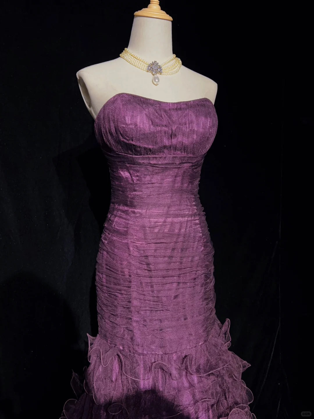 Charming Prom Dress Strapless Pleated Ruffle Gala Dress Evening Dresses Prom Gown   D2605