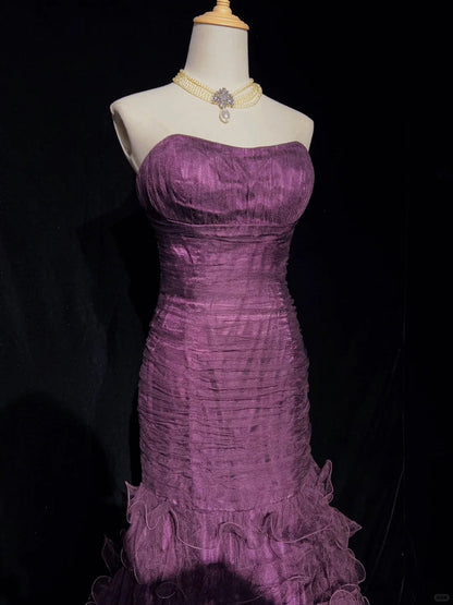 Charming Prom Dress Strapless Pleated Ruffle Gala Dress Evening Dresses Prom Gown   D2605