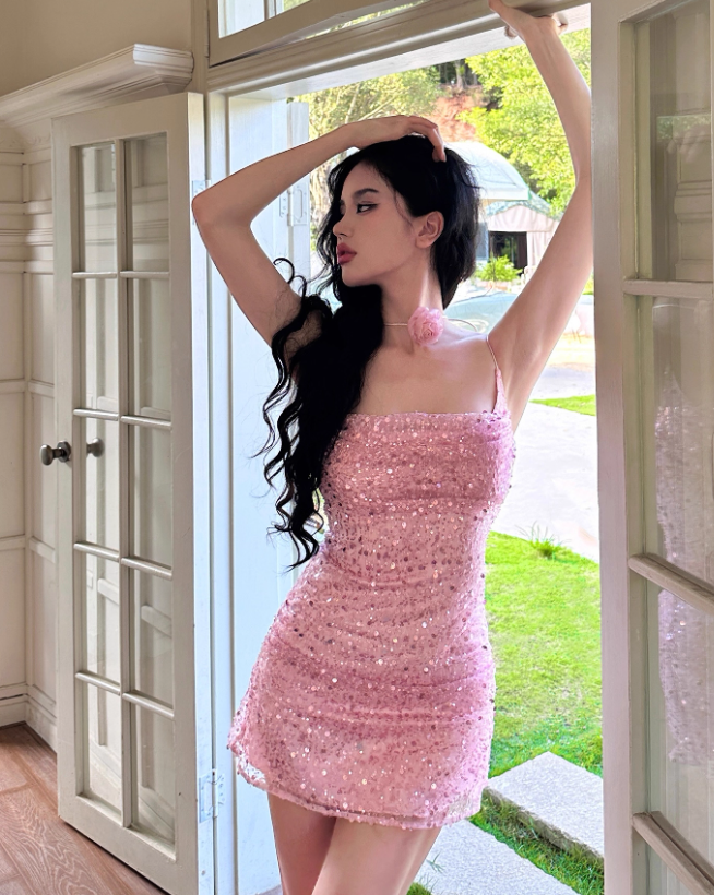 Shiny Homecoming Dress Spaghetti Straps Evening Dresses Birthday Party Dress Short Prom Gown   D2617