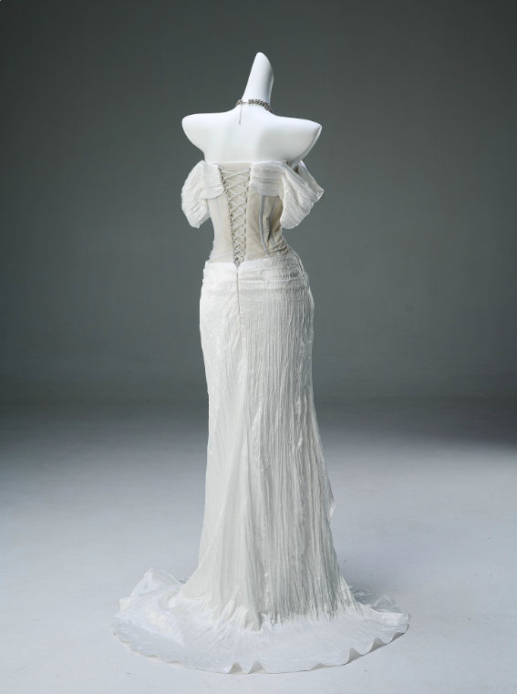 Elegant Prom Dress Off Shoulder Pleated Mermaid Prom Gown Evening Dress Gala Dresses  D2647